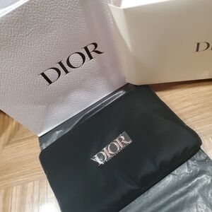 Christian Dior Black Purse Bag Novelty Clutch Pouch Soft Cosmetic Makeup